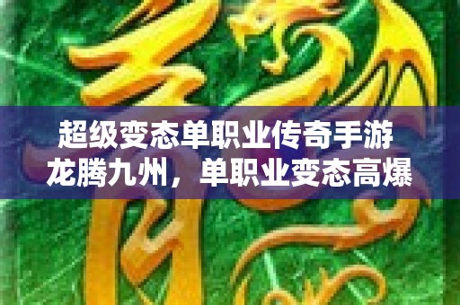 超级变态单职业传奇手游 龙腾九州，单职业变态高爆版传奇——雷霆剑雨的魅力探寻