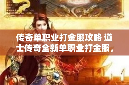 传奇单职业打金服攻略 道士传奇全新单职业打金服，重温经典，再战沙场！